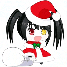 a chibi anime character wearing a santa hat