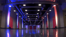 a large hallway with a sign that says " allianz " on it