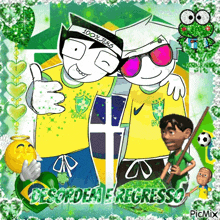 a picture of two cartoon characters giving a thumbs up with the words desordem e regresso in the corner