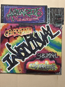 a colorful painting with the word aquarius on top