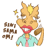 a cartoon drawing of a horse with the words sini sama om written below it