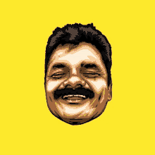 a drawing of a man with a mustache laughing with his eyes closed