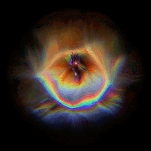 a colorful painting with a black background and a rainbow of colors