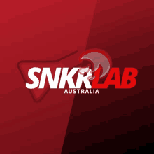 a logo for snkrlab australia is shown on a red background