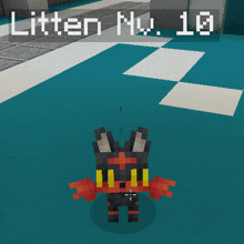 a minecraft screenshot of litter no. 10 on a blue and white checkered floor