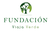 a logo for fundacion viaja verde with a tree in a circle