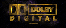 a logo for dolby digital with a galaxy in the background