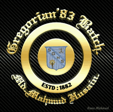 a logo for gregorian '83 batch has a shield in the center