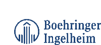 a blue logo for boehringer ingelheim with an arrow