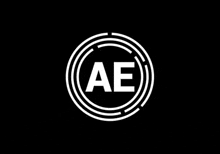 ae letter logo in a circle on a black background