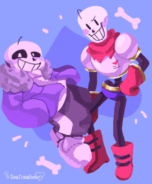 a drawing of two skeletons with the words seafoamheart below them