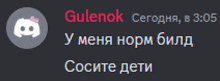 a discord icon with a pink bow on it and a message from gulenok