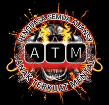 a logo for atm anak terkuat mental with a skull