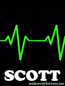 the name scott is on a black background with a heartbeat