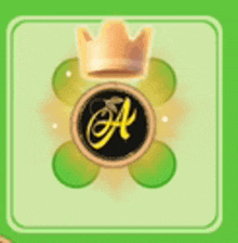 a crown is sitting on top of a circle with a letter a in it .