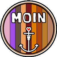 a circle with the word moin and an anchor in it