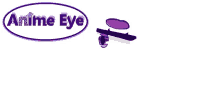 a logo for anime eye with a purple item