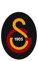 a black circle with a yellow and red letter s and 1905 in white letters