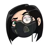 a cartoon of a girl wearing a gas mask and glasses