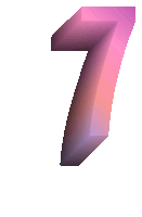 a purple and pink number 7 with a white background