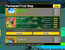 a computer screen shows a permanent fruit shop