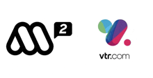 a logo for vtr.com and a logo for m2