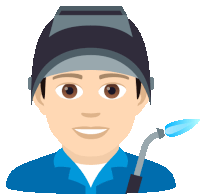 an illustration of a man wearing a welding mask and holding a torch