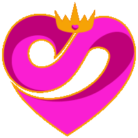 a pink heart with a crown on it