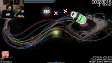 a screenshot of a video game with a turntable and a frog on it