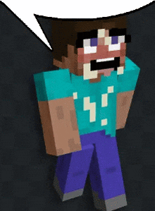 a minecraft character with a speech bubble around his head