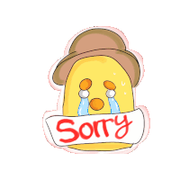 a drawing of a duck with tears coming out of its eyes and a sign that says " sorry "