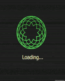 a loading screen with a green circle on a gray background