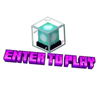 a logo that says enter to play with a cube in the background