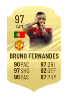 a soccer card that says bruno fernandes on the top