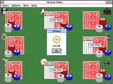 a bicycle poker game is being played on a computer