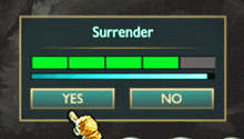 a screen that says surrender with a yes or no button