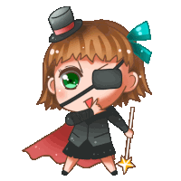 a cartoon drawing of a girl wearing a top hat and holding a magic wand