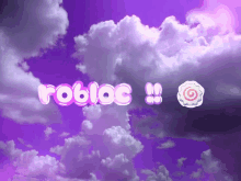 a purple sky with clouds and the word roblox