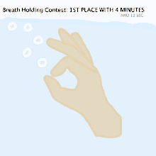 a drawing of a hand holding something with the words breath holding contest at the top