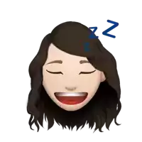 an emoji of a woman with her eyes closed and a blue zzz on her head