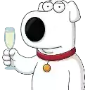 a cartoon dog is holding a glass of champagne