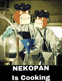 a poster that says nekopan is cooking with two cartoon characters