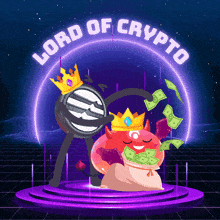 a poster that says lord of crypto with a devil and a coin