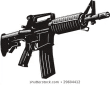 it is a black and white drawing of a rifle .