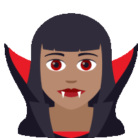 an icon of a woman dressed as a vampire with red eyes