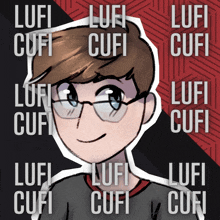 a drawing of a boy with the name lufi written on it