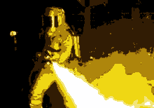 a pixel art drawing of a man holding a sword