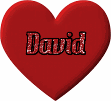 a large red heart with the name david on it