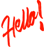 the word hello is written in red ink on a white background