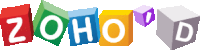 the word zoho is written on a bunch of colorful cubes